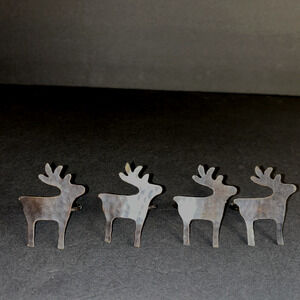 Set of 4 Rustic Reindeer Napkin Rings Christmas Country Holiday Table Decor 2"